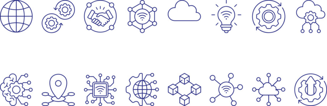 technology icon set.digital world, high-tech and automation.outline for web site design and mobile apps  Editable Stroke. Isolated Vector Illustration.