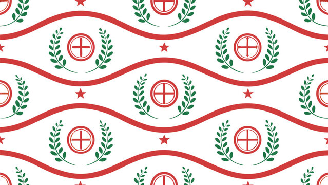 Portuguese flag pattern, red and green emblems on white background