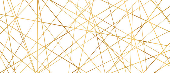 Obraz premium Modern abstract pattern with straight golden lines creating seamless geometric background texture vector illustration. Clean linear design with chaotic outline elements for contemporary projects.