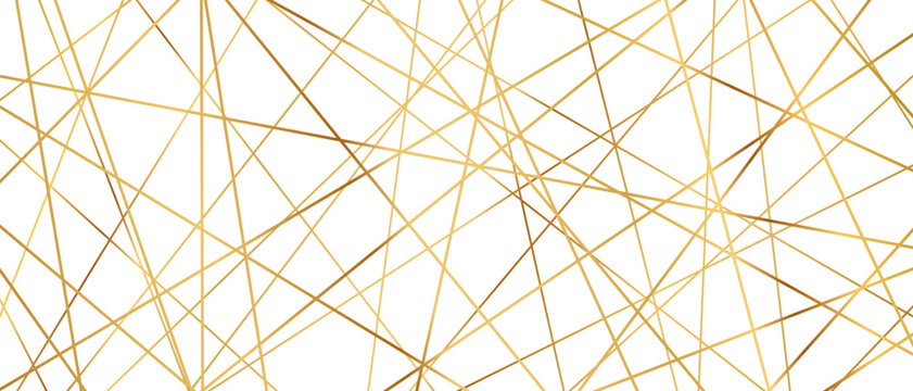 Modern abstract pattern with straight golden lines creating seamless geometric background texture vector illustration. Clean linear design with chaotic outline elements for contemporary projects.