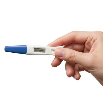 Pregnancy test showing positive result isolated on transparent background