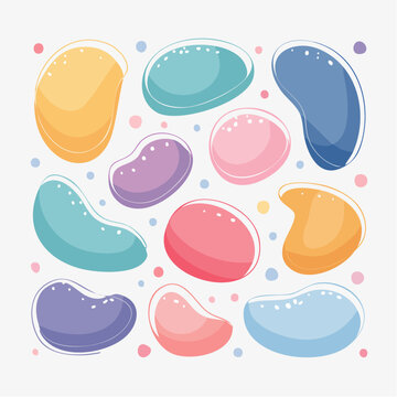 Colorful Jelly Bean Shapes with Outline