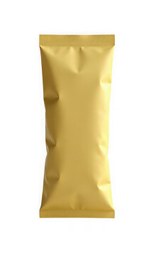 Sealed gold pouch standing upright