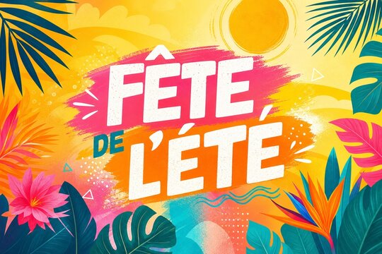 Mod&egrave;le d'affiche, panneau, flyer avec le texte "F&ecirc;te de l'&eacute;t&eacute;"