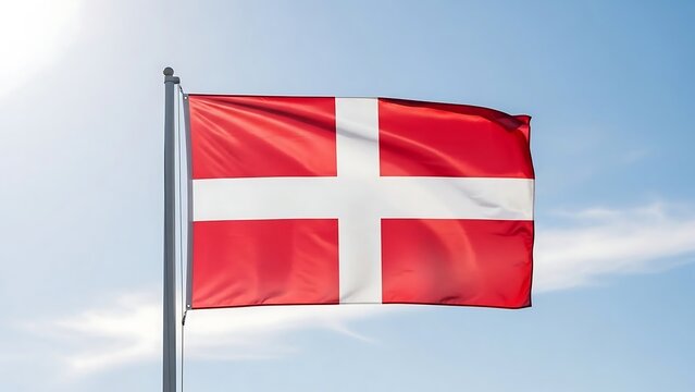 Danish flag waving in the wind.