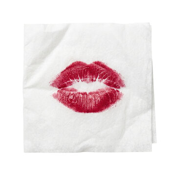 White Napkin Red Lipstick Kiss