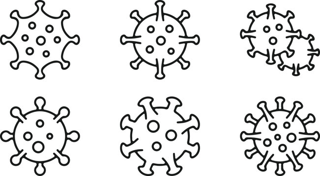 corona virus disease outline icons set vector 