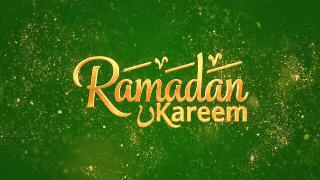Ramadan Kareem, Islamic greeting, gold text, green background, festive, holiday, Muslim celebration ai 4k Video