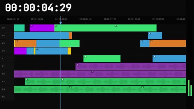 Video Editing Timeline Motion Graphics with Audio Tracks