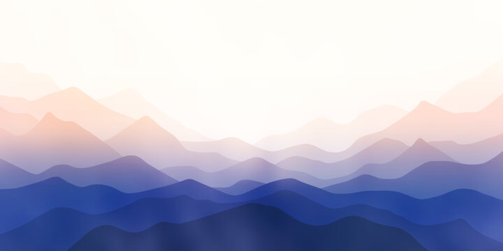 Sunrise in the mountains, ridges in the morning light, minimalistic landscape, vector illustration