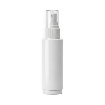 Spray bottle with a white cap and transparent body