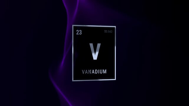 Periodic Table Element Vanadium (V) on Dark Background