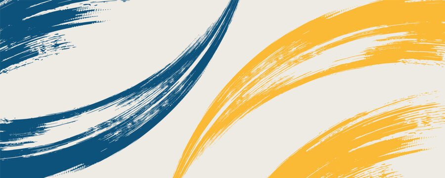 Abstract Sports Background with Dark Blue and Yellow Gradient Brushstrokes and Halftone Effect. eps 10