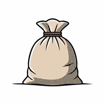 Illustration of a closed burlap sack tied with a string