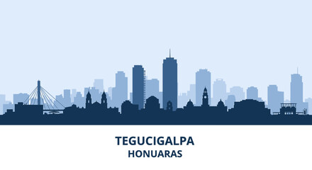 Obraz premium Tegucigalpa Honduras Skyline Silhouette with Iconic City Buildings