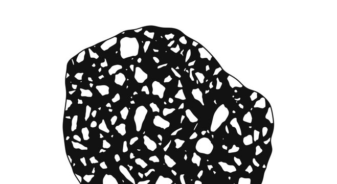 Minimalist black organic shape with white speckled terrazzo pattern