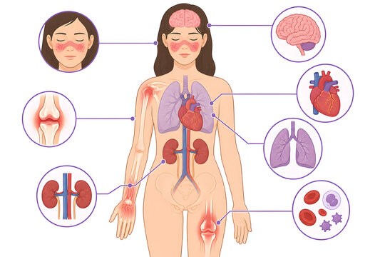 Lupus systemic effects body diagram illustration