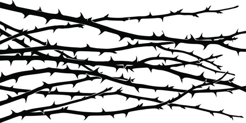 Thorny Branch Silhouette Collection with Sharp Nature Vines for Botanical and Decorative Graphic Design Projects © GeetaRani