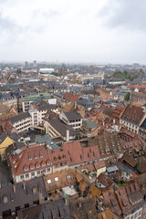 Obraz premium Panoramic view of Strasbourg old town from cathedral tower, France
