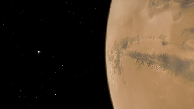 Animation time lapse of the planet Mars in the Solar System.