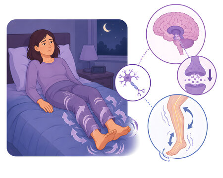 Restless legs syndrome night sleep illustration
