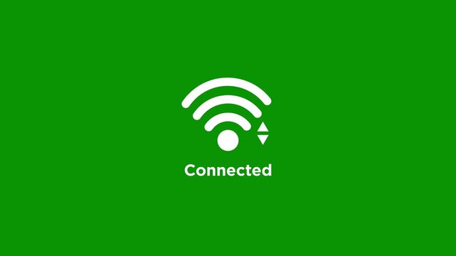 A beautiful wifi signal and connected router wifi network on green background.Abstract wifi,wireless,router network icon animation.