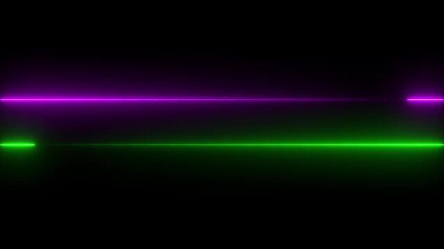 Neon lines animation with purple and green. Neon lines abstract digital motion. Neon lines modern motion graphic background on black background for technology.