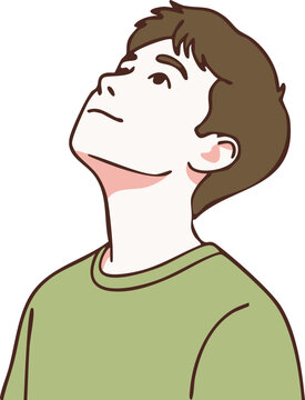 남자아이, 귀여운남자아이, 하늘보는사람, 옆모습, 사람옆모습, 올라다보는, 하늘을보는, 우러러보는, 하늘보는, 위를보는사람, 귀여운여자아이, 아련한, 위를보는, 동경, 공감, 행복, 자유, 즐거운, 보다, 위를보다, 올려보는, 고개, 하늘, 생각, 느낌, 올려다보는, 벡터, 만화, 머리, man, 남자