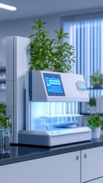 A modern device integrates technology and greenery, showcasing innovation in plant care