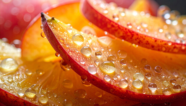 Juicy Nectarine Slices Macro Detail