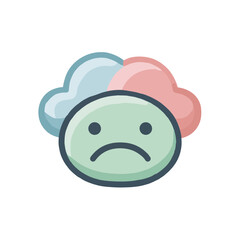 Fototapeta premium Sad Face Icon With Clouds