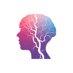 Obraz premium Silhouette of a Human Head with Vibrant Brain Connections