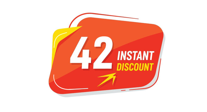 42 Instant Discount Badge - Special Offer Sale Tag with Percentage Off