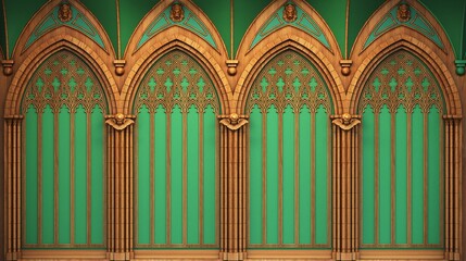 Classic cabinet or castle wall made of gothic wood paneling © denisik11