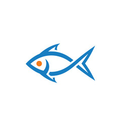 Obraz premium A simple stylized fish logo with blue outline, orange eye, and minimalistic design