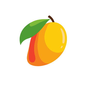 Vibrant Mango Fruit with Green Leaf Isolated