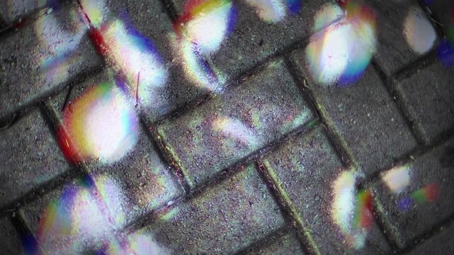 Abstract Light Reflections on Wet Pavement in Sao Paulo Brazil