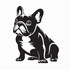 Fototapeta premium French Bulldog Pet Logo Sitting Pose Vector Illustration On White Background