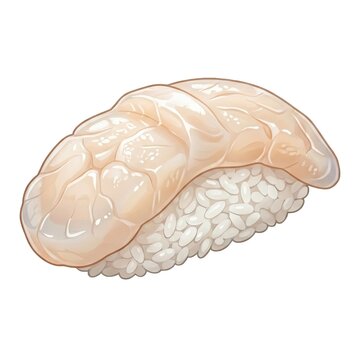 Hotate scallop nigiri sushi illustration isolated on a white background