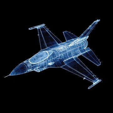 Futuristic Blueprint of a Modern Fighter Jet Aircraft.