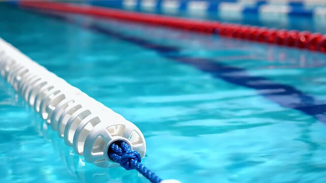 Swimming Pool Lanes - A Close-Up View of Aquatic Boundaries.