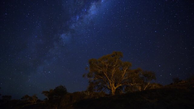 Milky Way Galaxy Outback Landscape Time Lapse Australia Timelapse Night skies Star lapse Sydneys NSW Canberra Northern Territory Uluru mountainside hill boulder Jindabyne Snow Gum Eucalyptus Tree