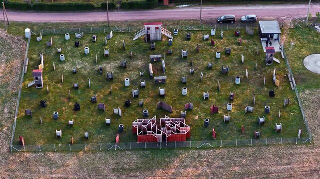 Paintball field ready for action, offering thrilling recreational combat game play