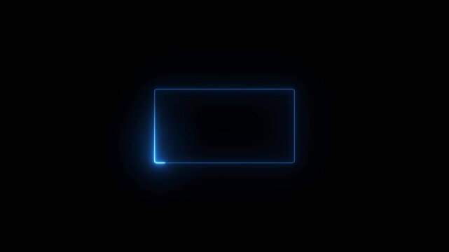 Neon Facecam overlay Background Loop and Presentations, rectangle picture frame with four tone neon color and isolated black background. 4k video