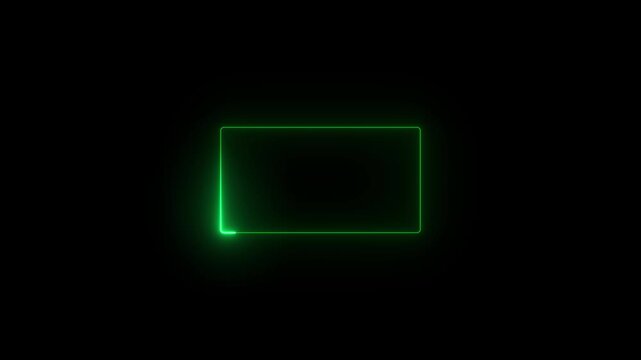 Neon Facecam overlay Background Loop and Presentations, rectangle picture frame with four tone neon color and isolated black background.