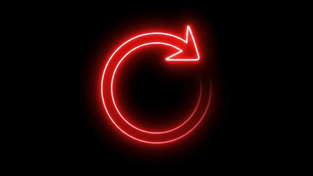 Red Neon Reload Arrow Cinematic Loop 4K Video