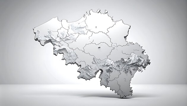 3d map outline of Belgium with a textured surface and subtle pixelation detail, isolated on a clean light gray studio background