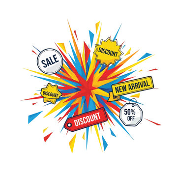 Sale Discount Banner Explosion Tags.
