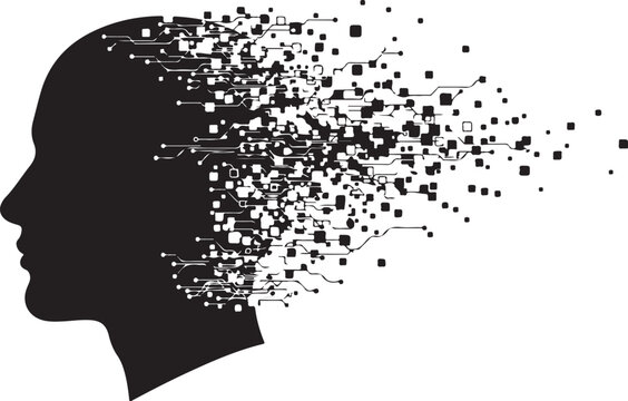 Black silhouette of a human head exploding