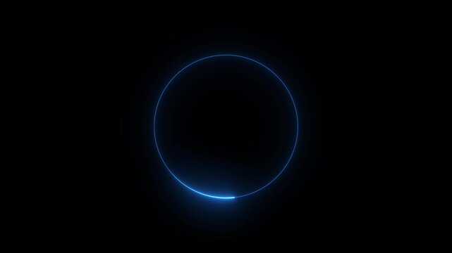 Circle glow border concept on the black background. seamless loop, abstract glowing neon line red color circular lens animation neon light.